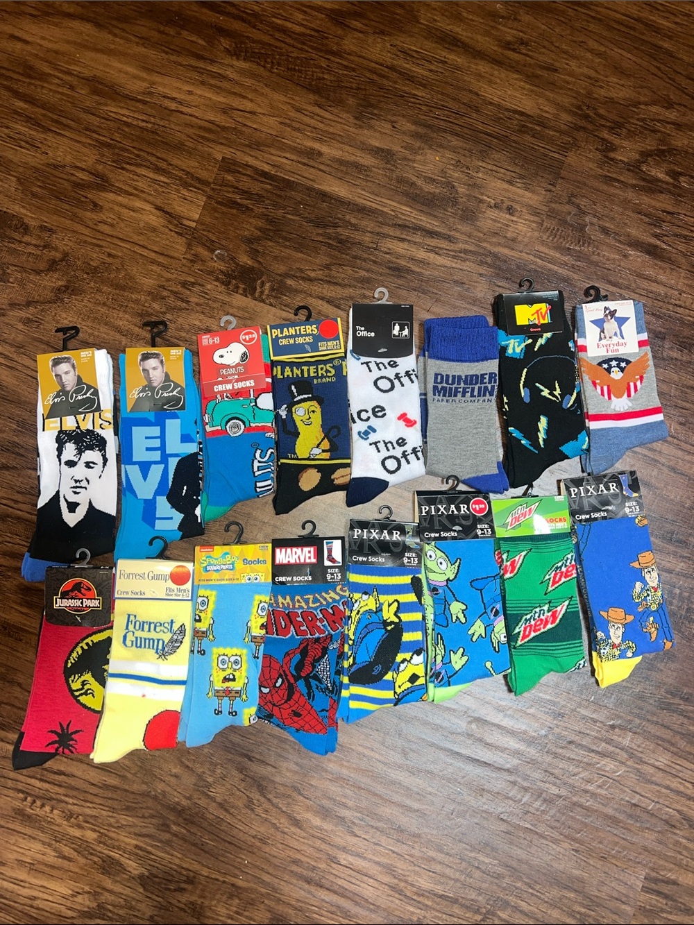 Assorted Novelty Crew Socks (16 pair)